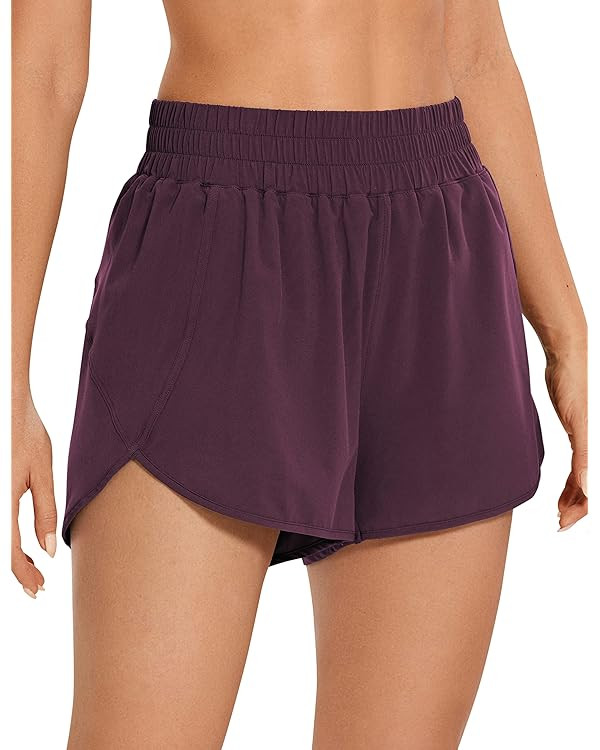 CRZ YOGA Womens High Waisted Running Shorts Mesh Liner 3'' Dolphin Quick Dry for Athletic Gym Tra... | Amazon (US)