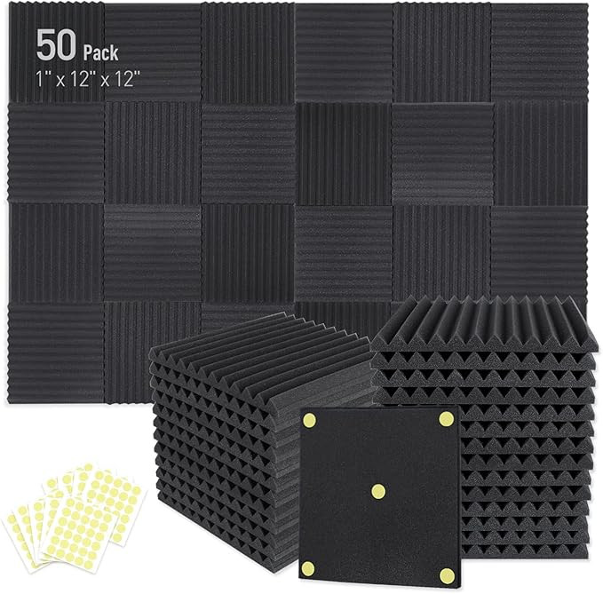 Focusound 50 Pack Acoustic Foam Panels 1" x 12" x 12" Sound Proof Foam Panles Soundproofing Noise... | Amazon (US)