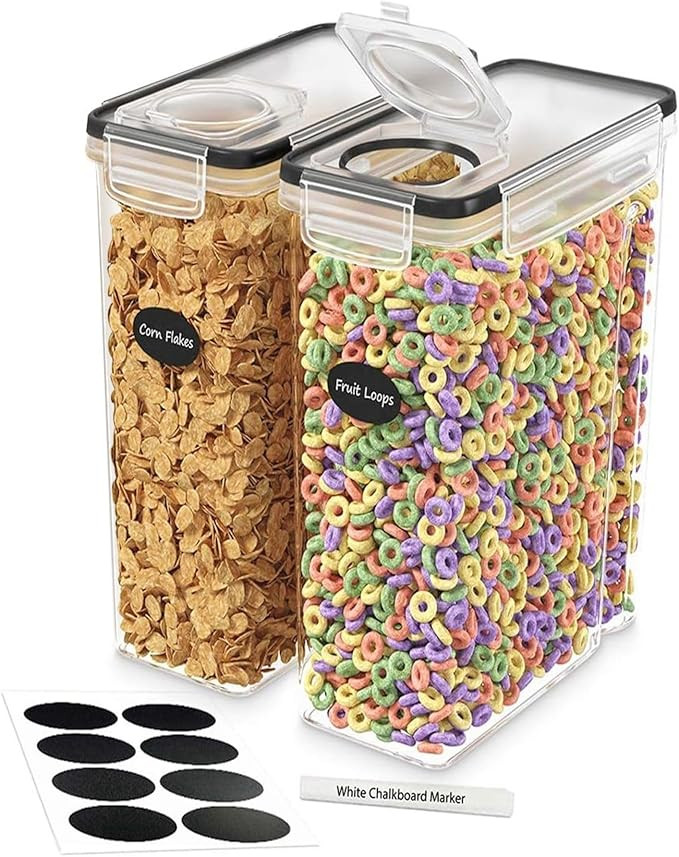 Cereal Containers Storage 2 Pack 135 fl. oz Cereal Dispenser Countertop, Airtight Food Storage Co... | Amazon (US)