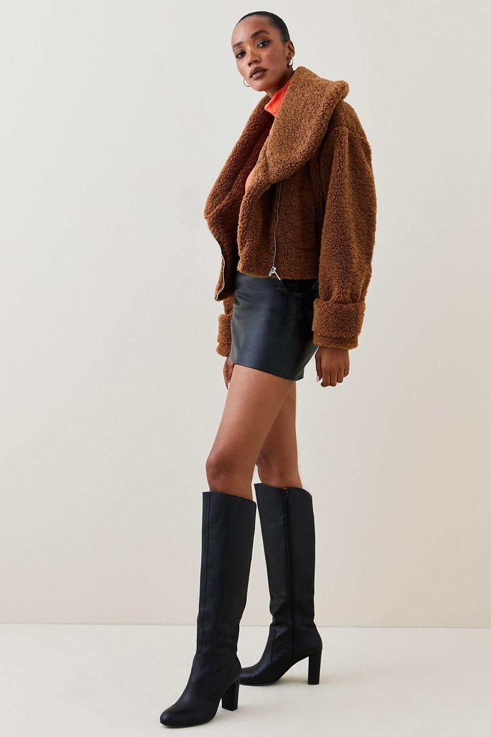 Teddy Short Cosy Coat | Karen Millen US