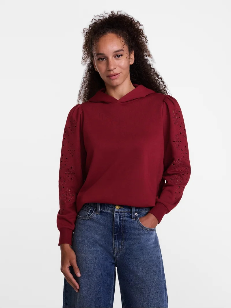 Scenario Women's and Women's Plus Eyelet Hoodie with Long Sleeves, Sizes XS-4X | Walmart (US)