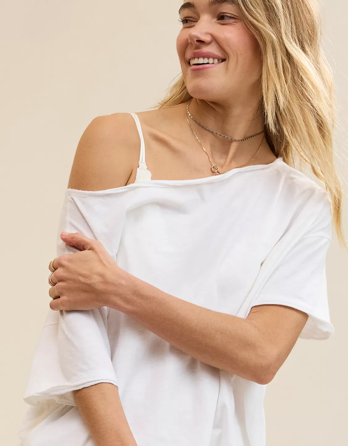 Aerie Off The Shoulder Oversized Boyfriend T-Shirt | Aerie