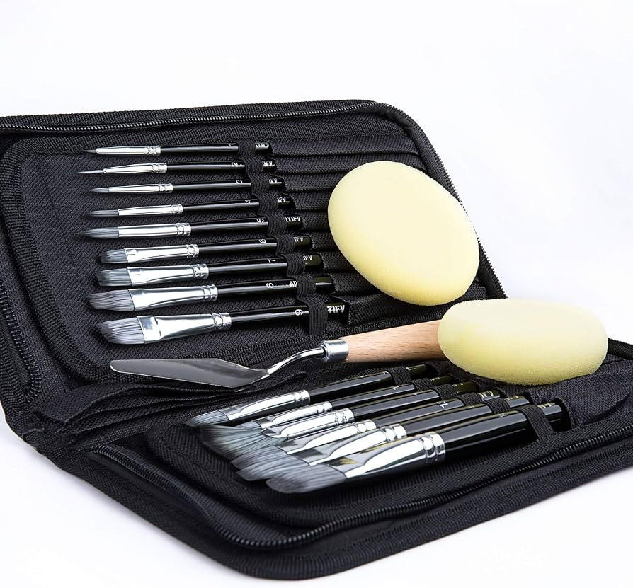 ARTIFY 15 Pieces Paint Brush Set, Intermediate Series, Includes Pop-Up Carrying Case with Palette... | Amazon (US)