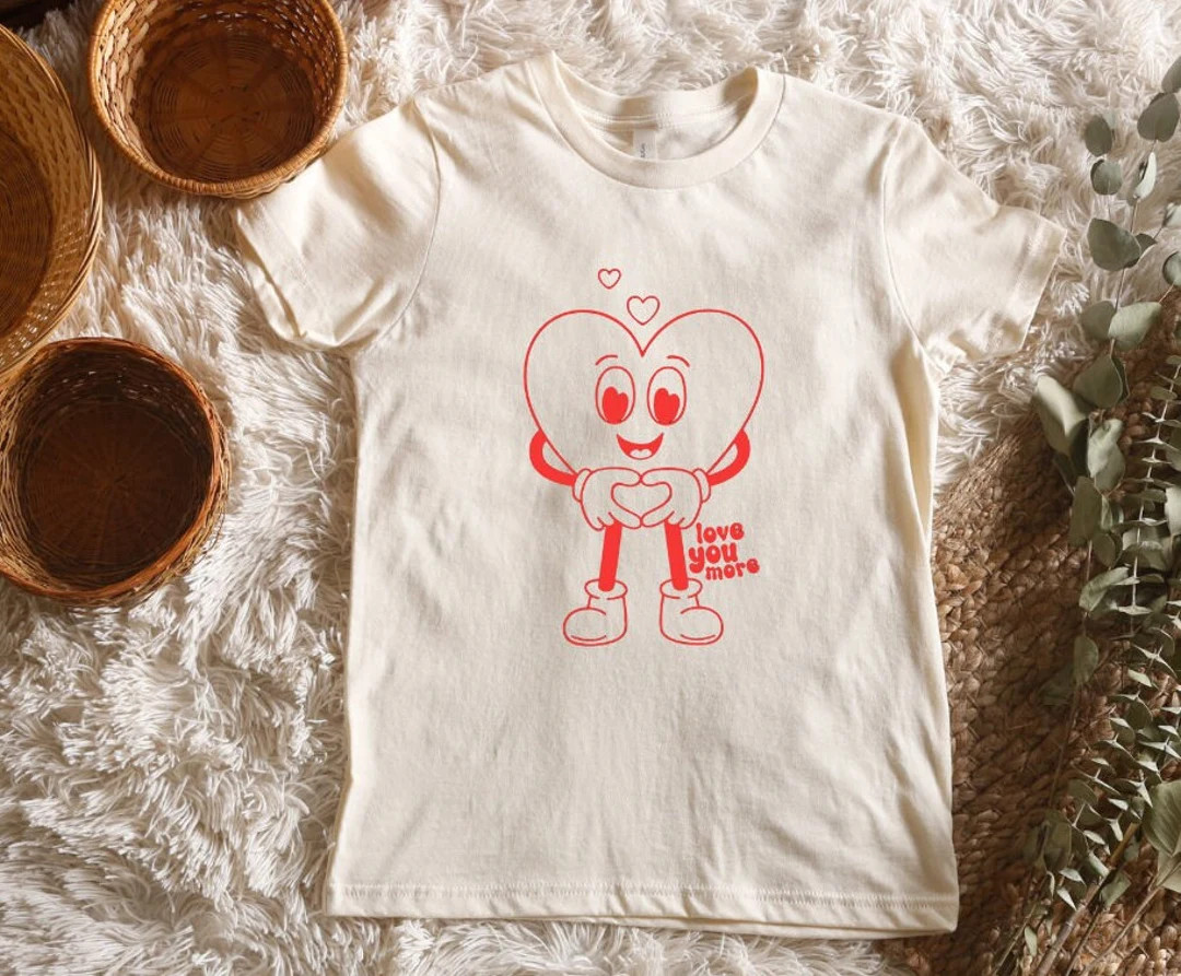 Love You More Shirt // Kids Valentines Day Shirt // Retro Valentine Shirt // Valentine Shirt for ... | Etsy (US)