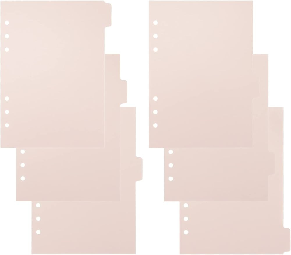 Light Pink A5 Plastic Binder Dividers 6 Holes Durable Plastic Tab Dividers for 6-Ring Binders, No... | Amazon (US)