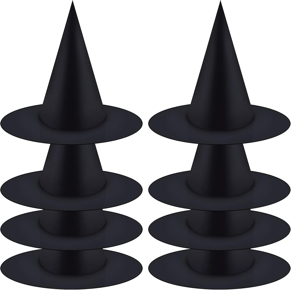 8 Pack Halloween Costume Witch Hat Cap Witch Costume Accessory For Halloween Cosplay Party, Black | Amazon (US)