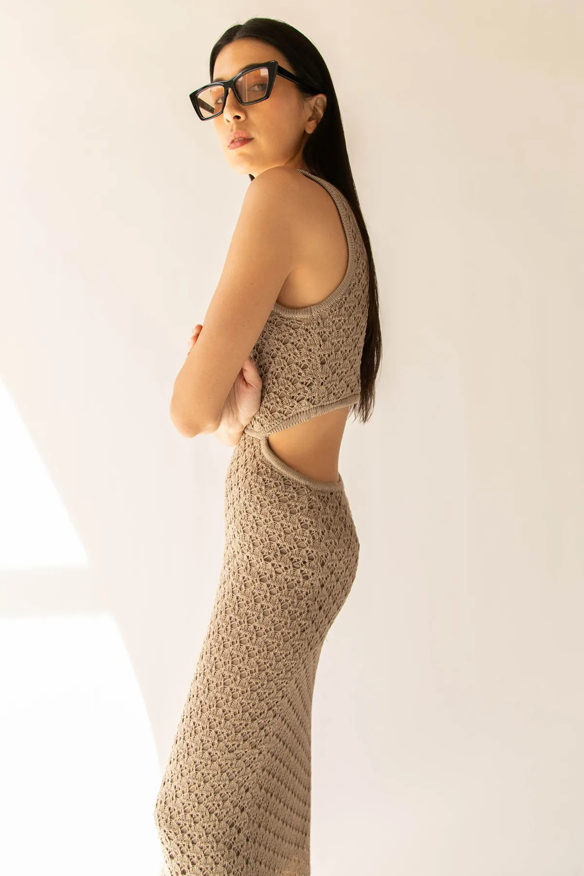 MIDI CROCHET DRESS WITH BACK CUTOUT | OAK + FORT