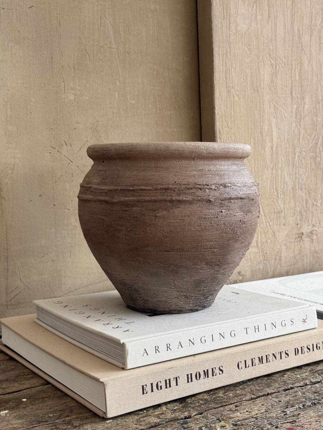 Aged Terracotta Planter, Stone Textured Pot Cover, 8'' Tall, Rustic Artisan Planter, Hand Painted... | Etsy (US)