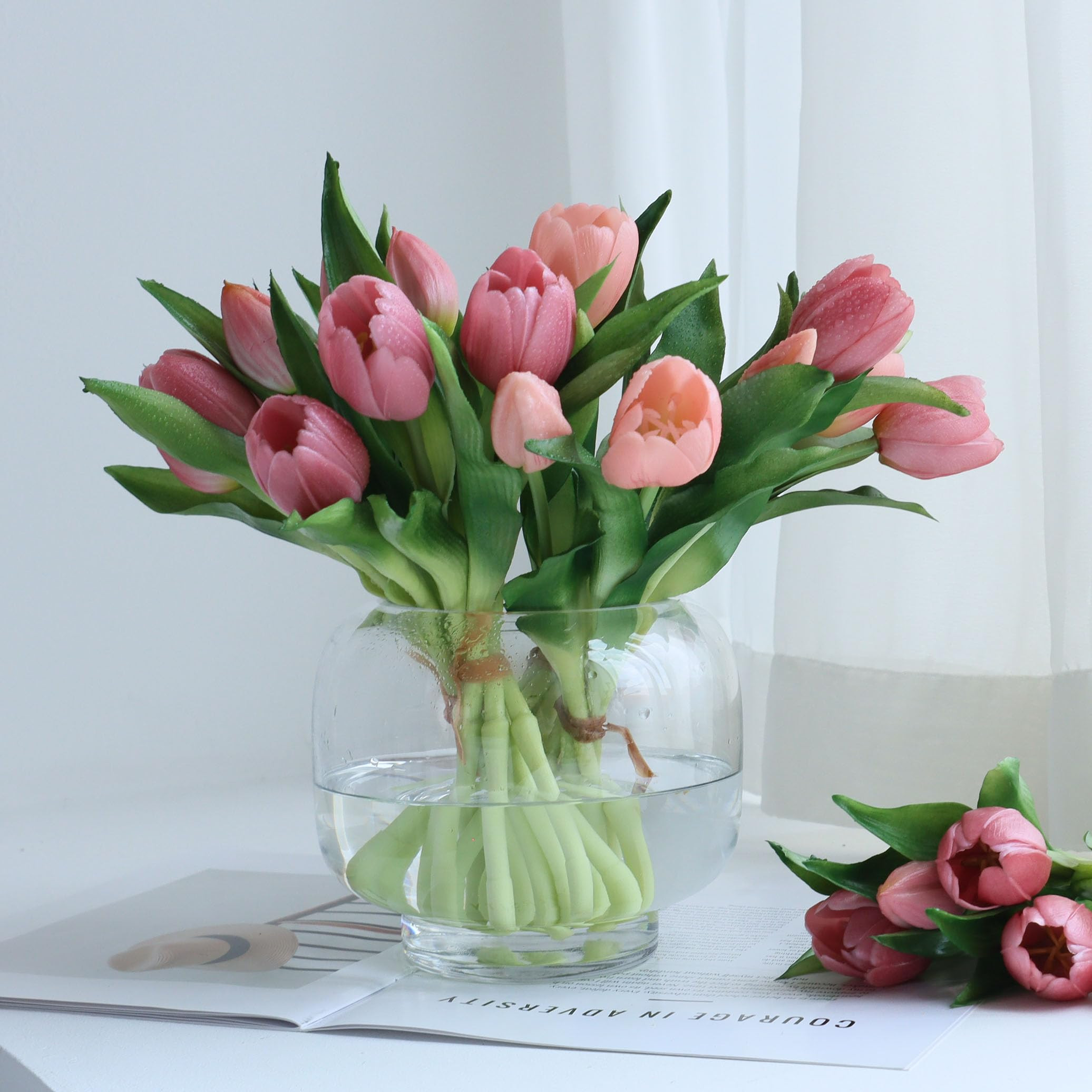 20 Pcs Tulips Artificial Flowers That Look Real,Faux Tulips Real Touch Flowers for Wedding Home D... | Amazon (US)