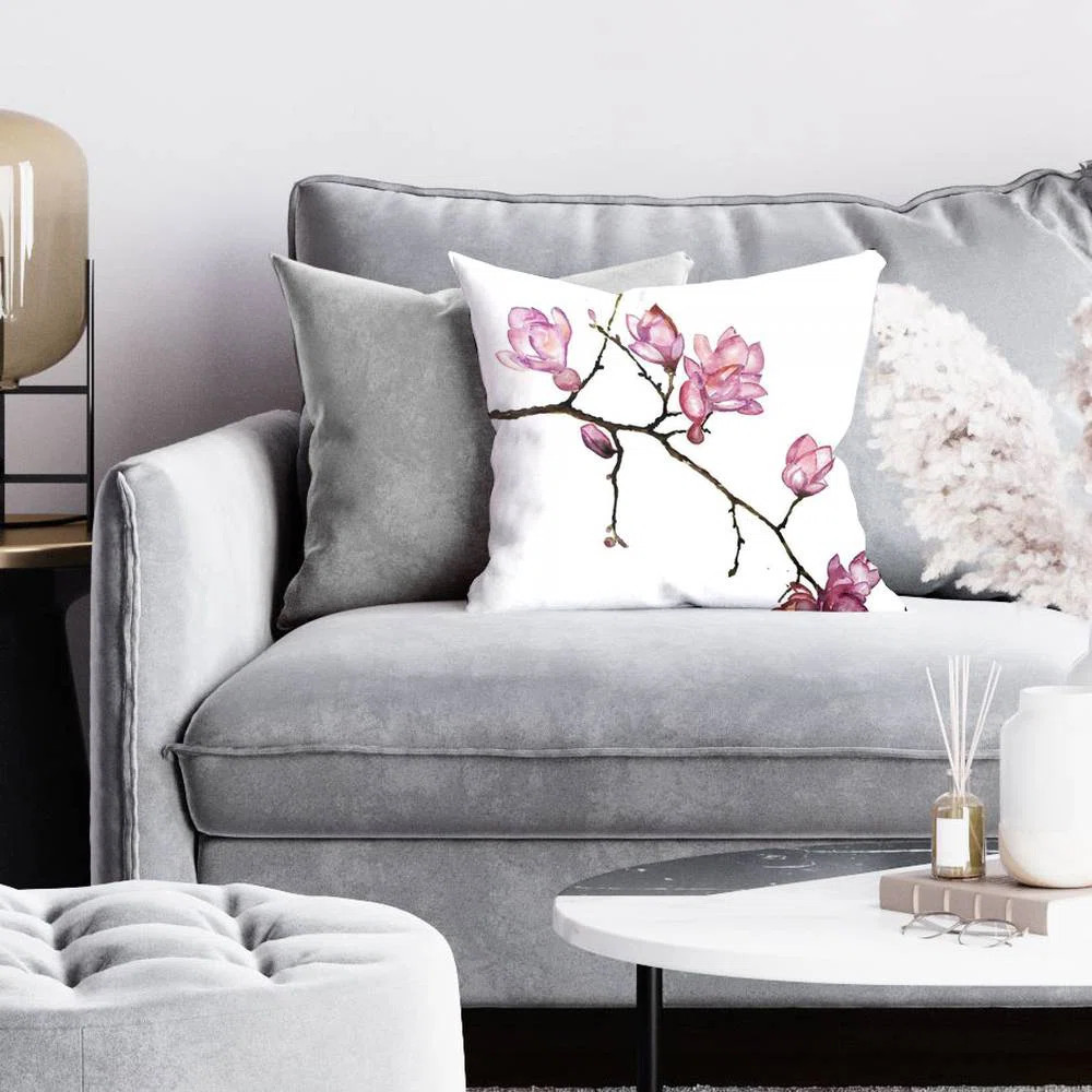 Branch of cherry blossoms - 16"x16" Throw pillow - Poly twill - Print on demand | Wayfair North America