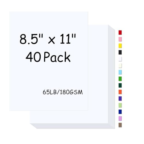 White Cardstock 8.5 x 11,65Lb Index Card Stock Paper,180gsm Cover Cardstock for Printer,Copy Card Stock Paper for Printing, Invitations,Gift tags,Christmas Card (White,40 Sheets) | Amazon (US)