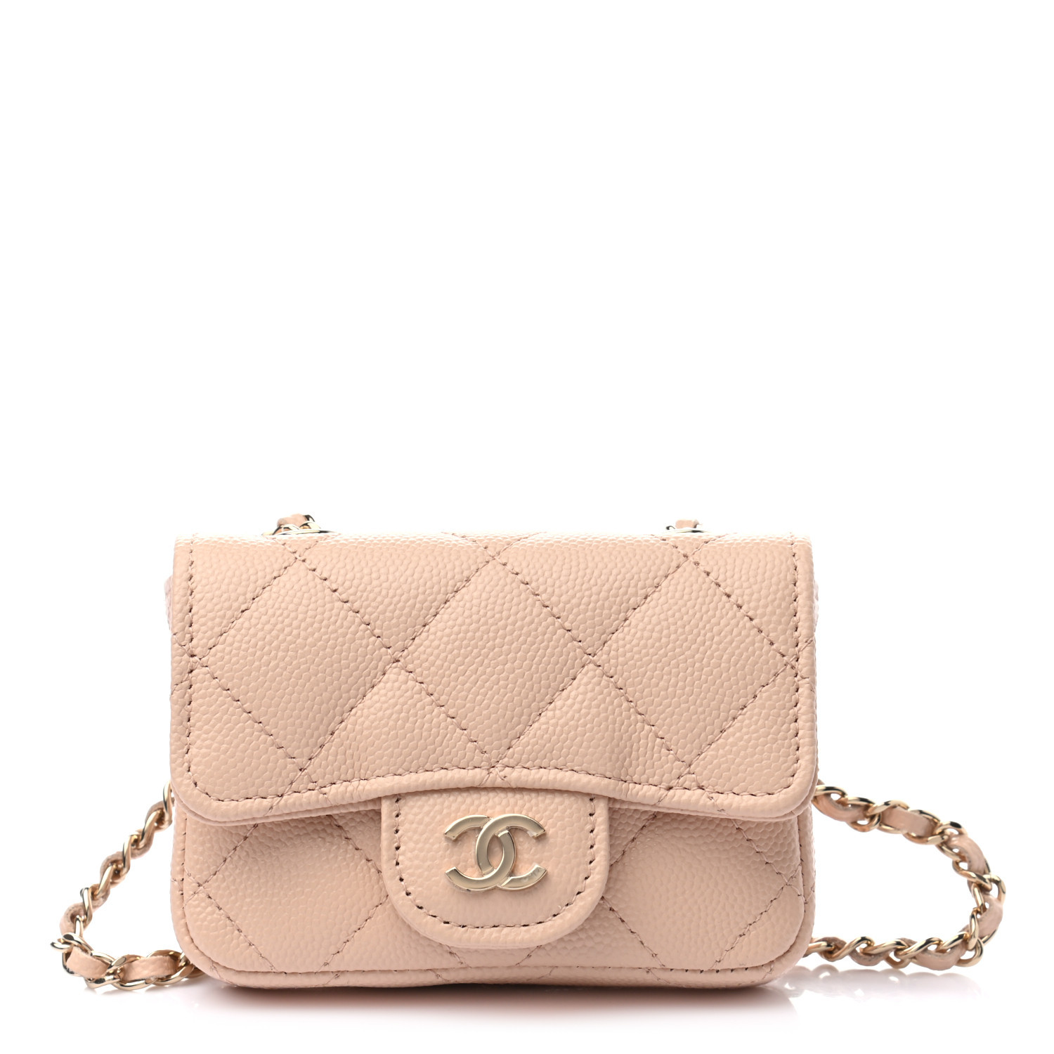 CHANEL Caviar Quilted Mini Chain Belt Bag Light Beige | FASHIONPHILE | Fashionphile