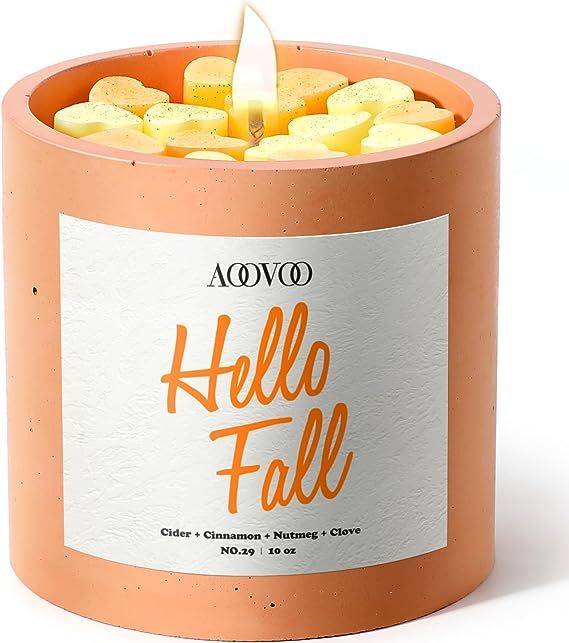 AOOVOO Fall Candles Decor - Mulled Cider Candle, Thanksgiving Decor, Fall Scented Soy Candles 10o... | Amazon (US)