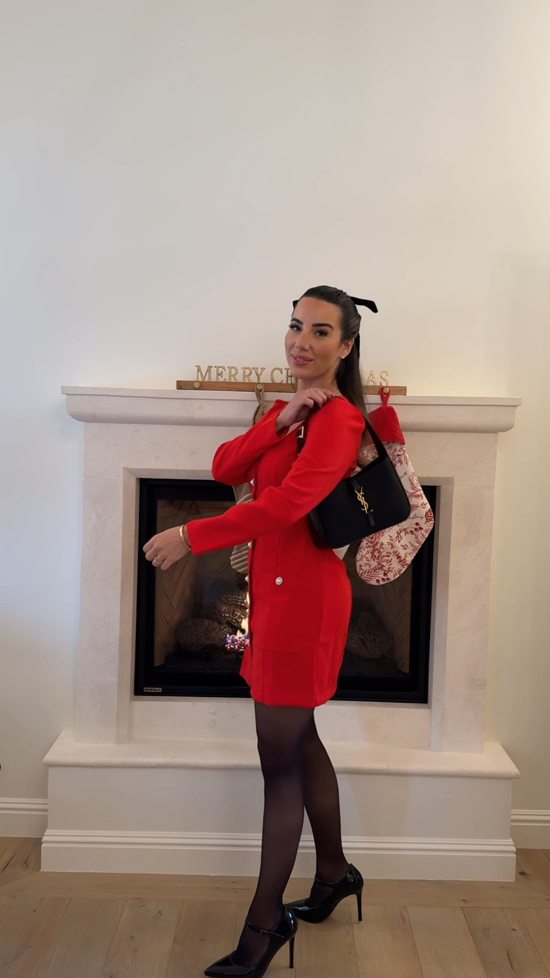 Holiday outfit idea!✨❤️ I’m wearing a size XS in dress, TTS in heels  

#LTKSeasonal #LTKHoliday #LTKfindsunder100