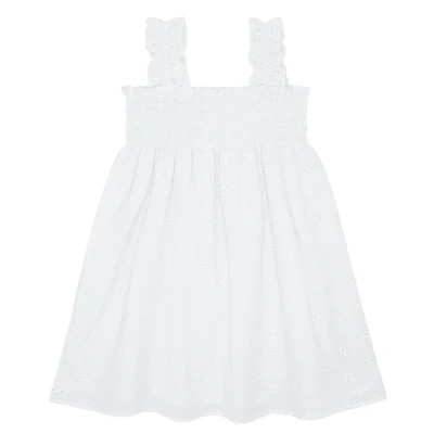 girls white eyelet smocked dress | minnow