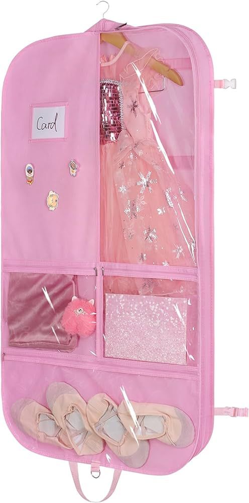Univivi Pink Garment Bags for Dance Costumes 40 Inch Dance Costume Garment Bag for Girls, 3 Mediu... | Amazon (US)
