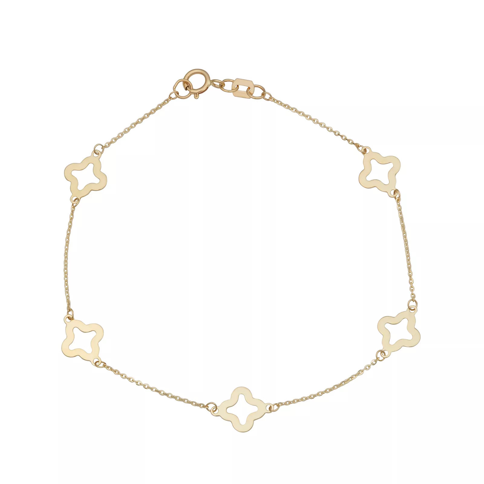 Au Naturale 14k Gold Clover Flower Station Bracelet, Women's, Size: 7.5 | Kohl's