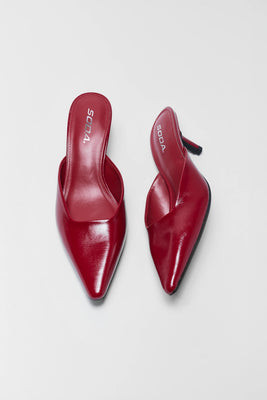 Red Faux Leather Mule Kitten Heel | Avara