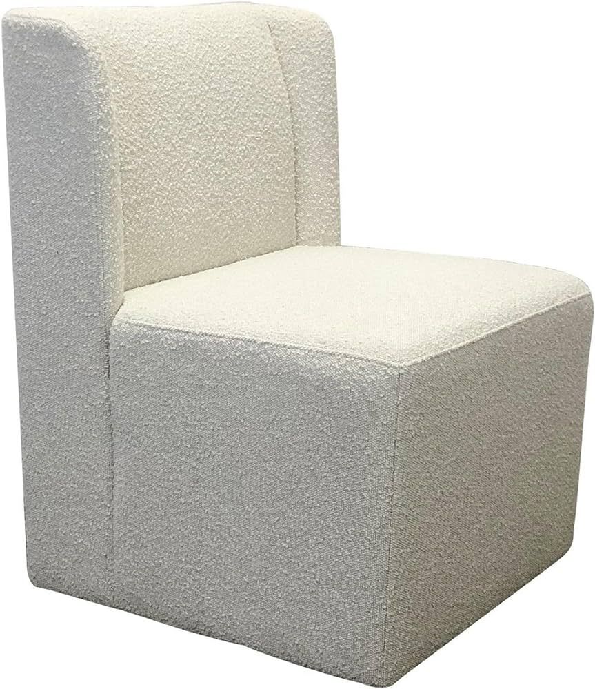 Benjara 24 Inch Swivel Dining Chairs, Set of 2, Wingback, White Boucle Upholstery, Brown | Amazon (US)