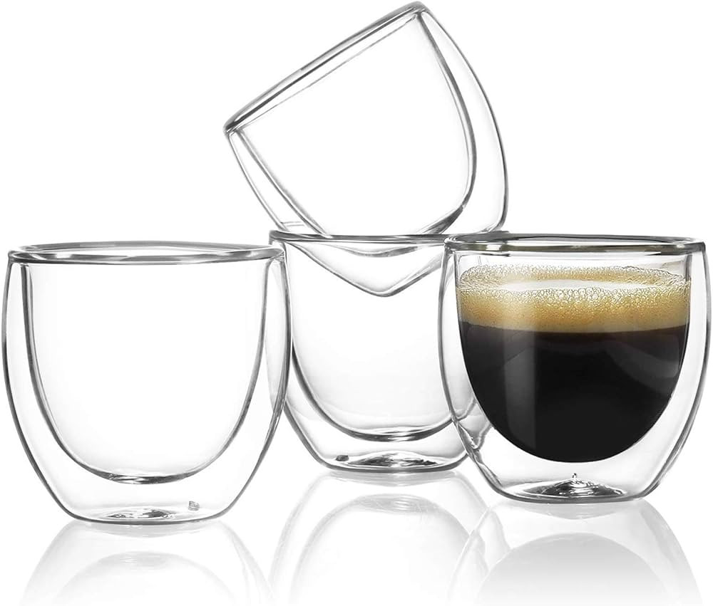 Sweese Espresso Cups Set of 4, Double Walled Glass Coffee Cups 4 Ounce, Insulated Espresso Shot G... | Amazon (US)