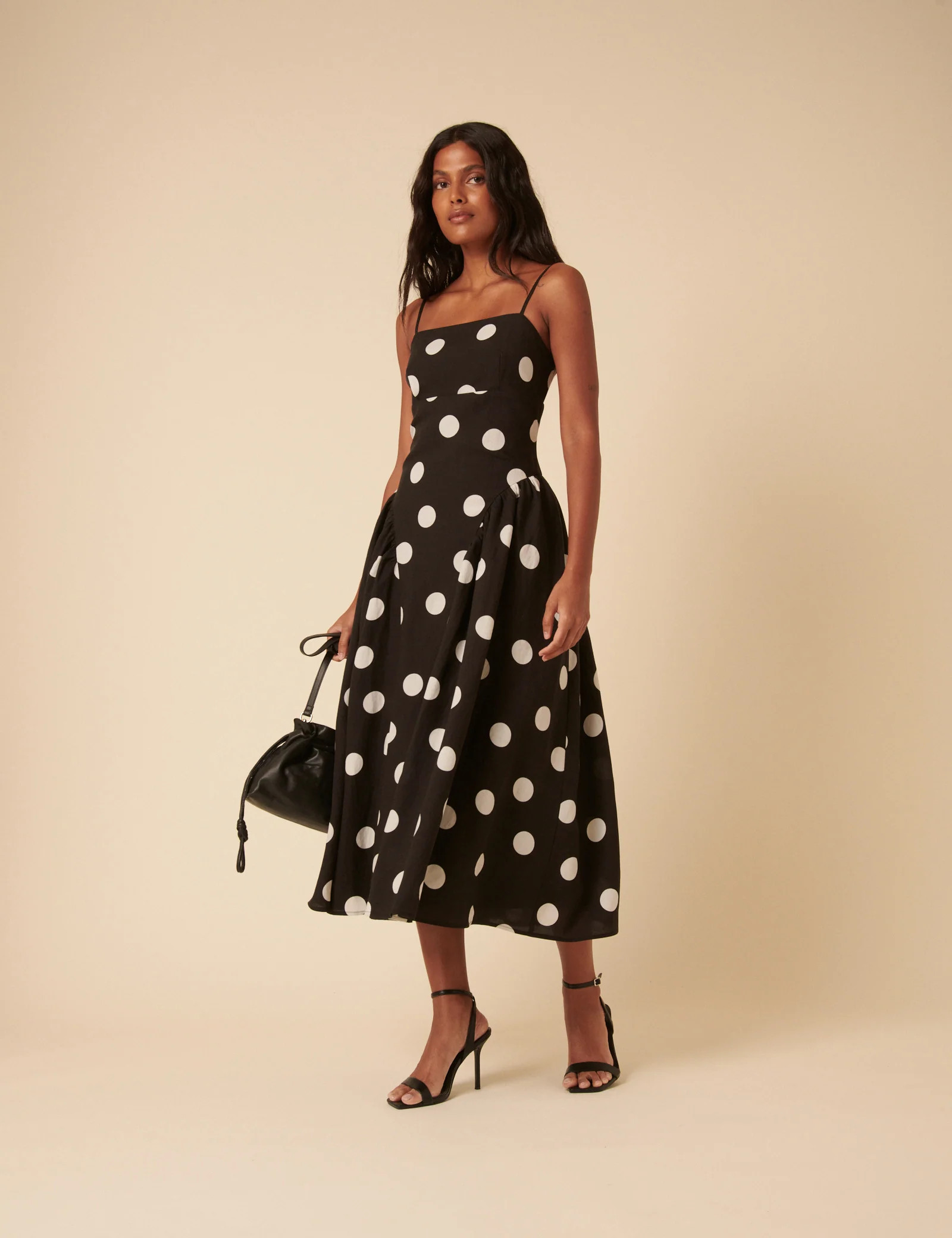 Black Polka Dot Lupin Midi Dress | Nobody's Child