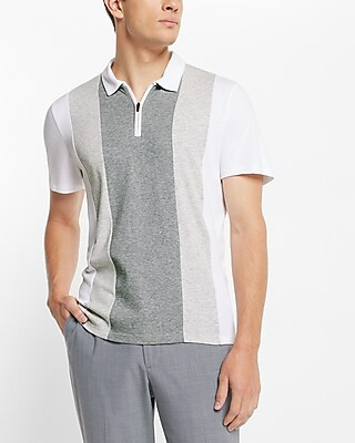 Color Block Cotton Zip Polo | Express