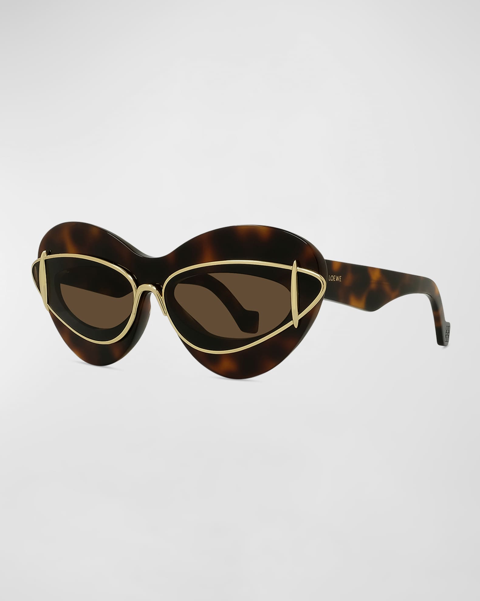 Loewe Double Frame Mixed-Media Cat-Eye Sunglasses | Neiman Marcus