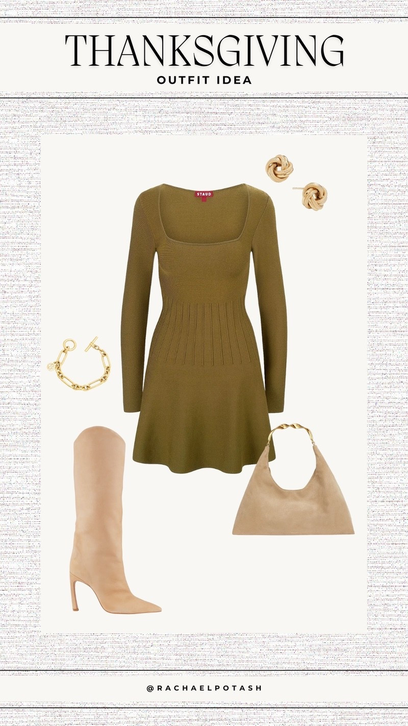 A Thanksgiving outfit idea for the gal who wants to look stylish (without sacrificing style!) 🤍✨ I’m loving this dress, which is currently on sale as well as these knee high boots! 

#LTKShoeCrush #LTKSaleAlert #LTKHoliday