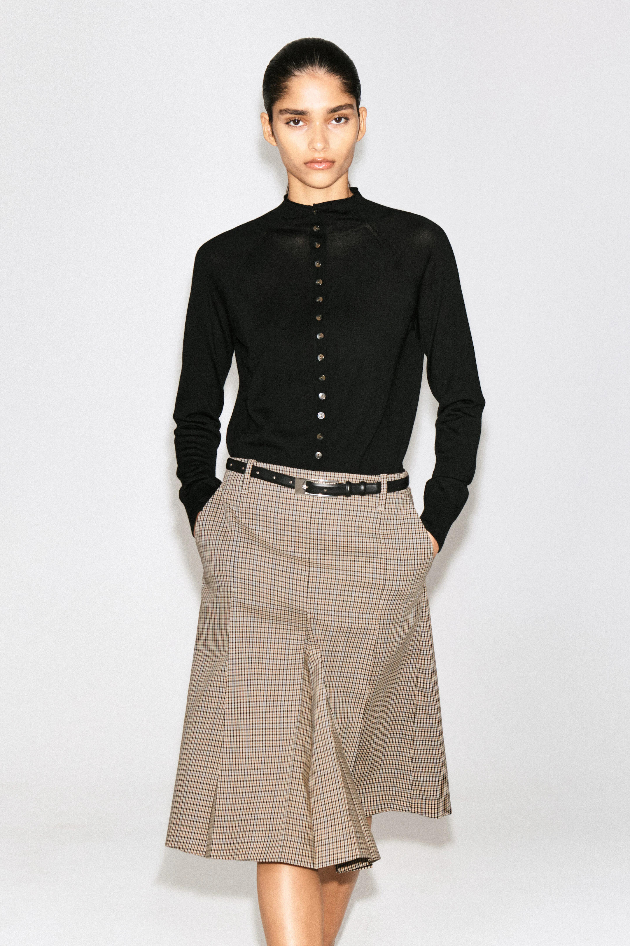 MERINO WOOL FUNNEL-NECK CARDIGAN - BLACK | COS US | COS (US)