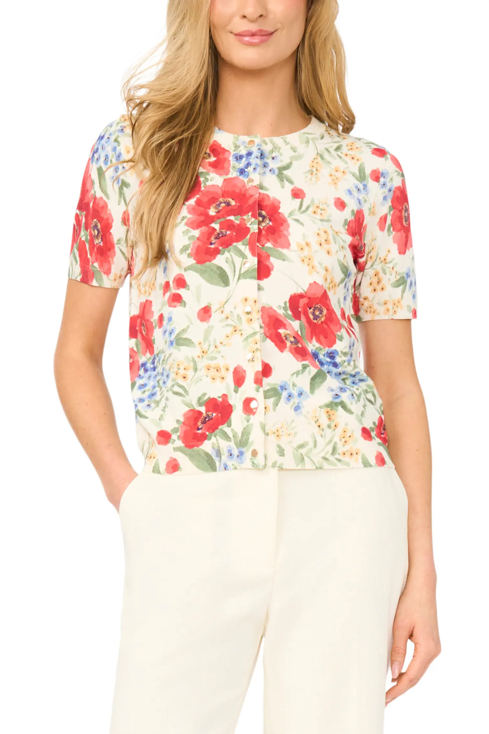 Ted Baker Reanna Floral Short Sleeve Cardigan (Women) | Nordstrom | Nordstrom
