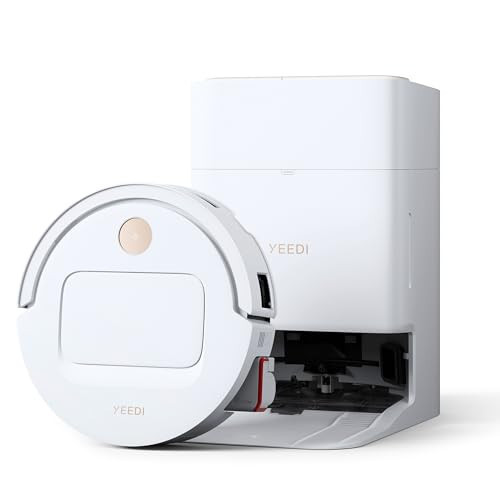 Yeedi M14 Plus Robot Vacuum and Mop with All-in-One Station, 18000Pa, OZMO Roller Instant Self-Washing Mopping, 167℉ Hot Water Mop Washing & Self-Drying, ZeroTangle 3.0, Self-Emptying, White | Amazon (US)