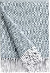 BOURINA Decorative Diamond Lattice Faux Cashmere Fringe Throw Blanket Lightweight Soft Cozy for B... | Amazon (US)
