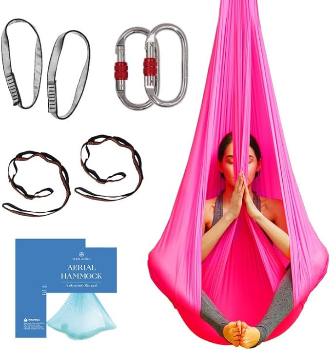 Aerial Yoga Hammock - Durable Aerial Silk with Extension Straps, Carabiners, and Pose Guide - Aer... | Amazon (US)
