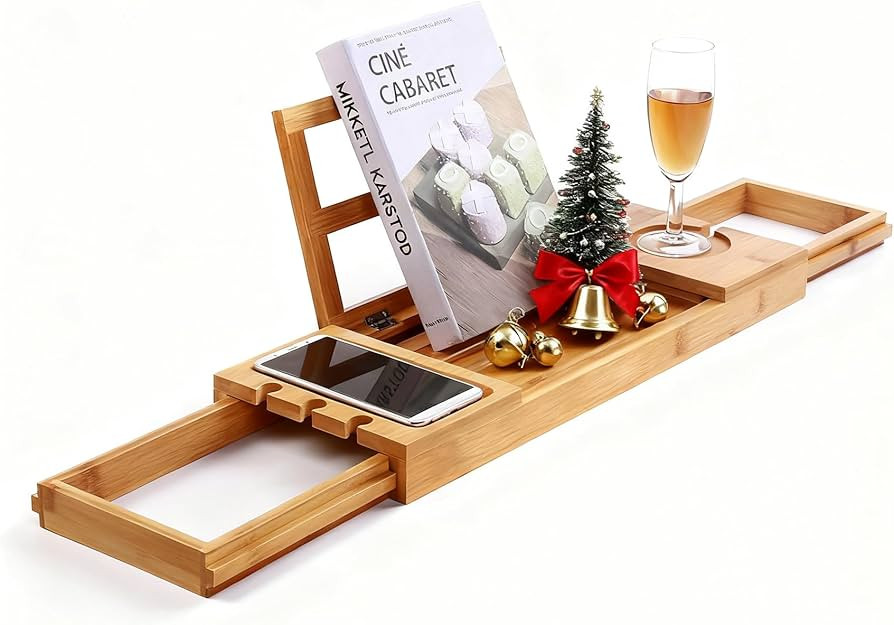 Utoplike Bamboo Bathtub Caddy Tray Bath Tray for Tub, Adjustable Bathroom Bathtub Organizer with ... | Amazon (US)