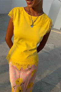 Yellow Lace Insert Top | Never Fully Dressed (UK & IE)