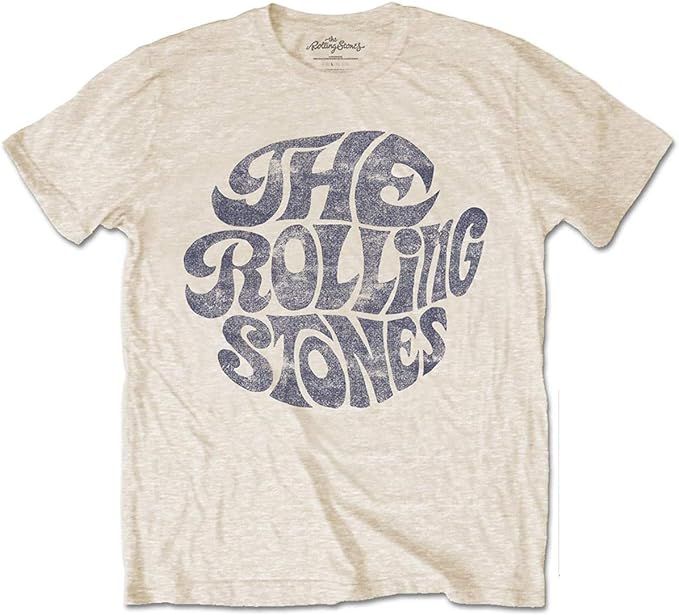 Rolling Stones Men's Vintage 70's Logo Short Sleeve T-Shirt Beige | Amazon (US)