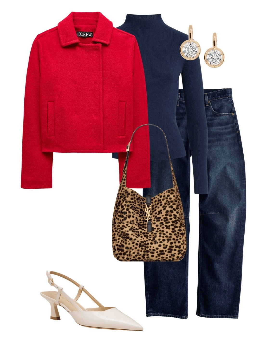 A slightly cropped jacket that hits right at the waist will keep your outfit looking put-together.