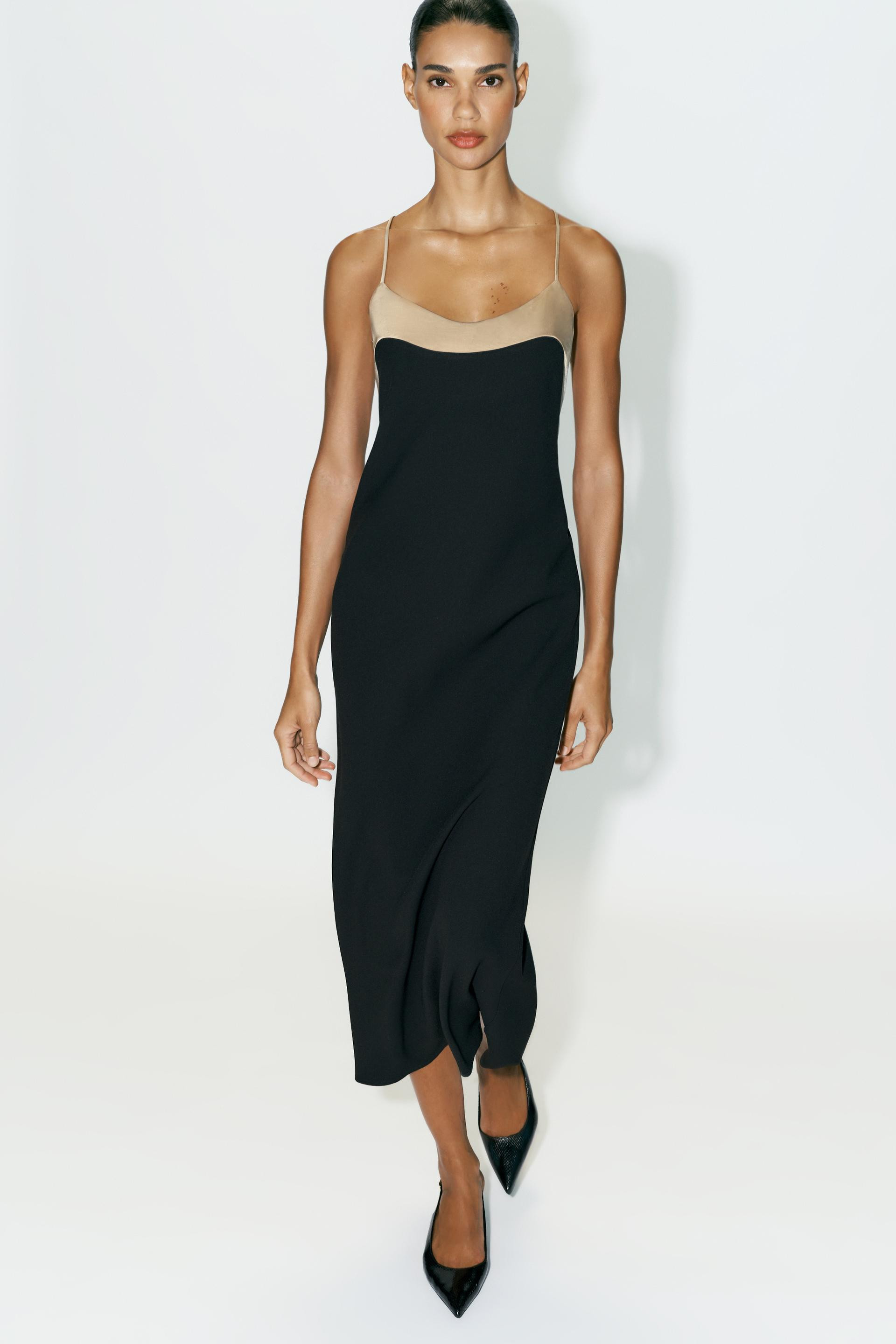 Zara - Combined Lingerie-Style Dress - Black - L - Woman | Zara US