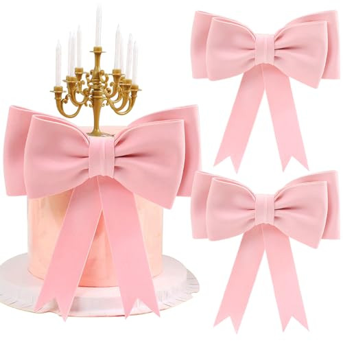 Oversized Pink Bow Birthday Cake Toppers for Women EVA Foam Bowknot Cake Decorations Princess Cake Topper Wedding Cake Toppers Cake Decorating Kit Pink Bows Cake Decor Girl Baby Shower Party Supplies | Amazon (US)