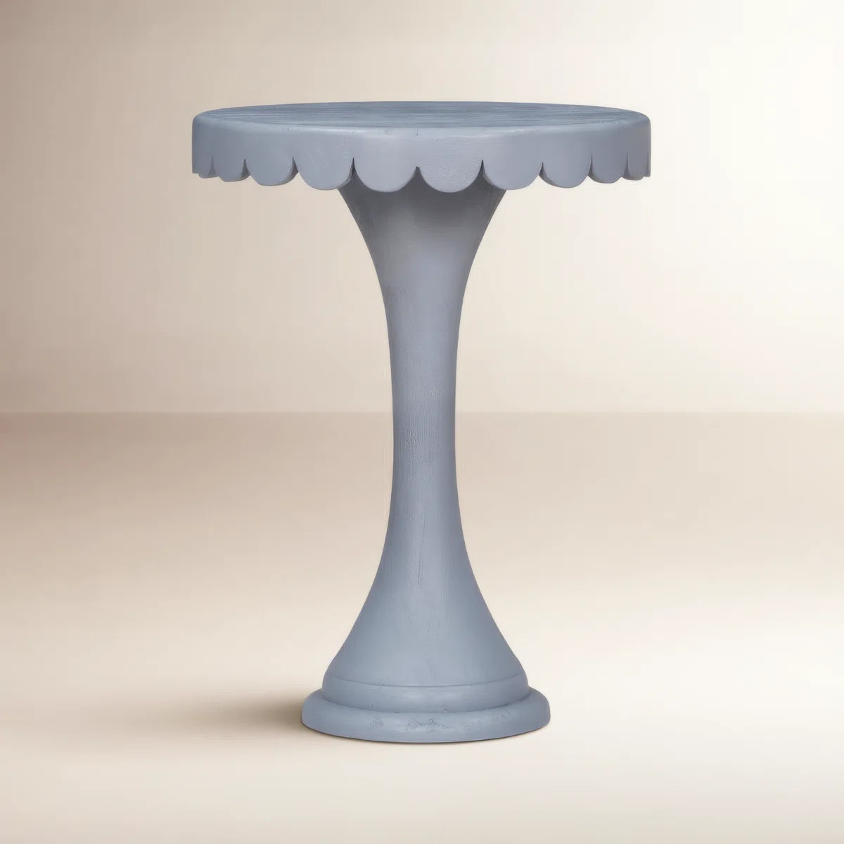 Madeline Scalloped Round Drink Table Light Blue | Wayfair North America