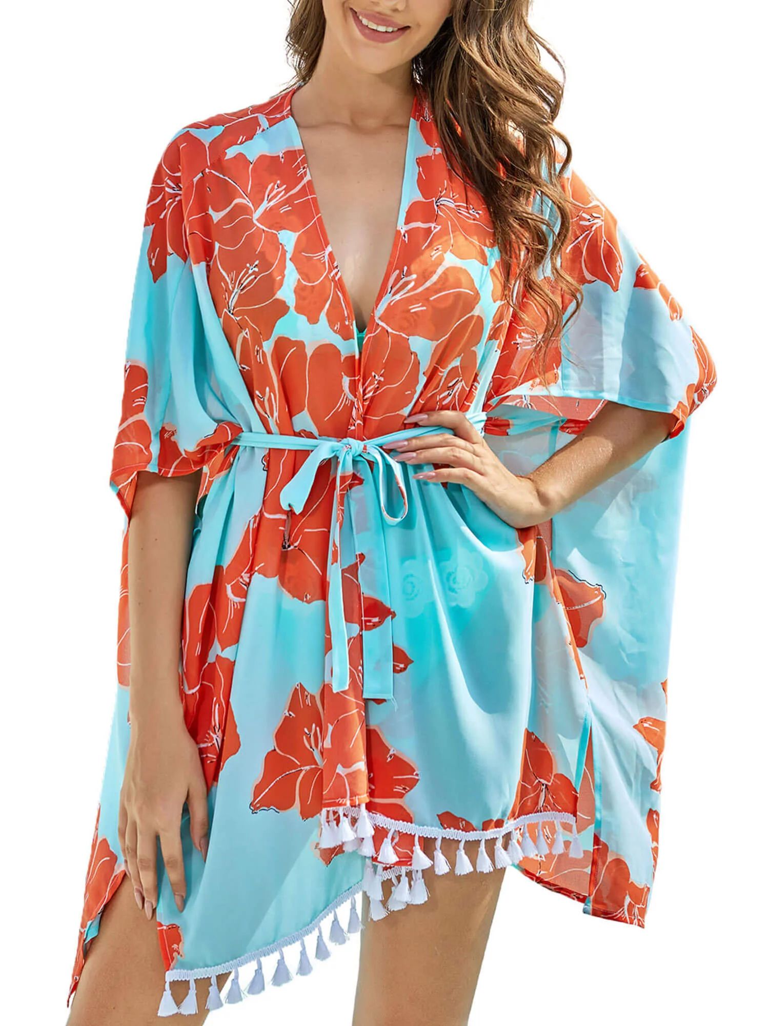 As Rose Rich Kimonos for Women Summer Swim Cover Up Kimono Cardigan, S - Walmart.com | Walmart (US)