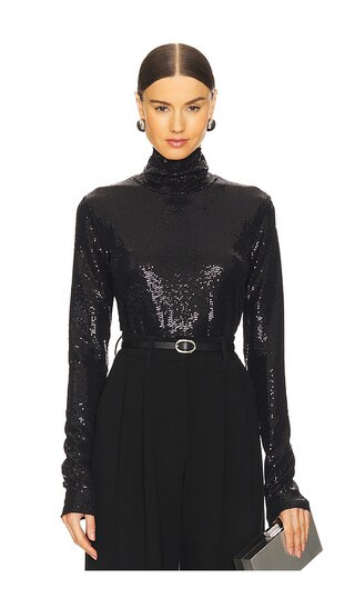 Gong Fitted Jersey Turtleneck in Black | Revolve Clothing (Global)