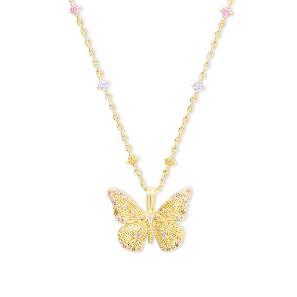 Wanderlust + Co Butterfly Rainbow Necklace 14K Gold Plated/Rhodium Plated Jewelry Hypoallergenic ... | Amazon (US)