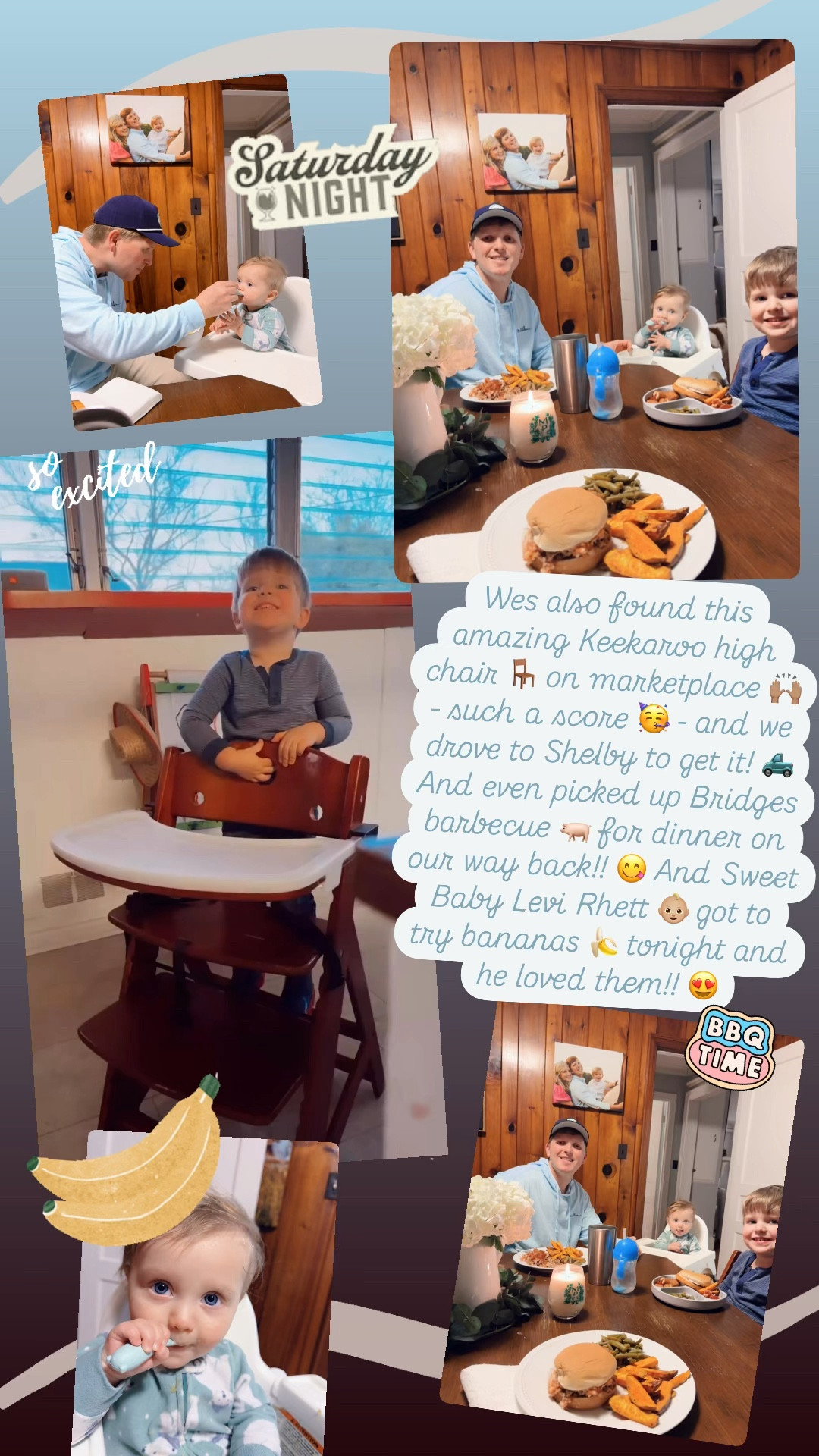 Wes also found this amazing Keekaroo high chair 🪑 on marketplace 🙌🏽 - such a score 🥳 - and we drove to Shelby to get it! 🛻 And even picked up Bridges barbecue 🐖 for dinner on our way back!! 😋 And Sweet Baby Levi Rhett 👶🏼 got to try bananas 🍌 tonight and he loved them!! 😍

#LTKHome #LTKBaby #LTKFamily