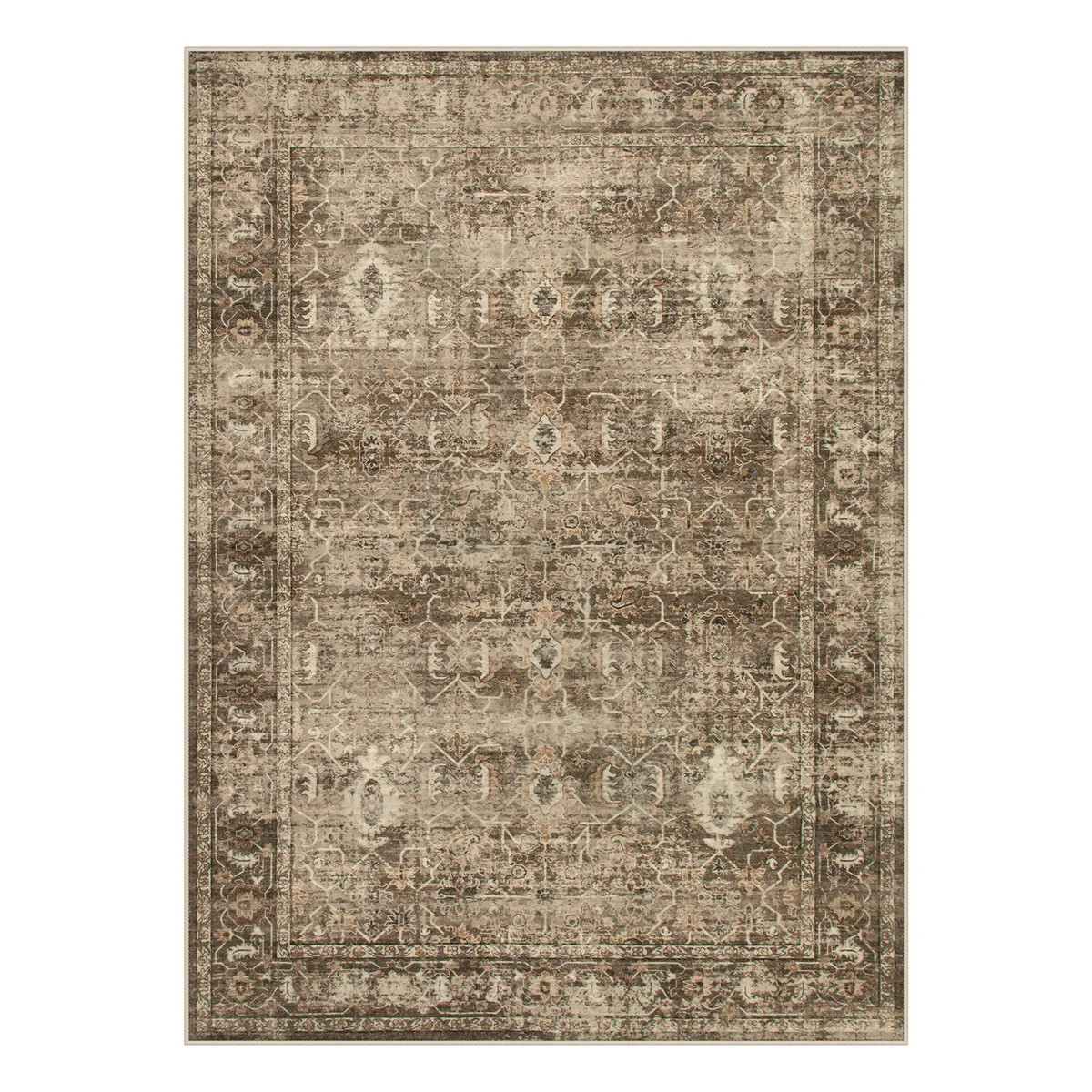 Washable Brown Vintage Distressed Rug | Margot Boho Style - Lahome | Lahome