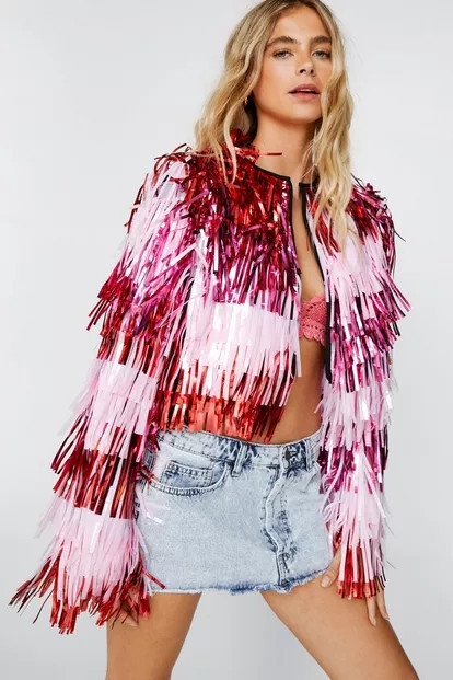 Cropped Tinsel Fringe Jacket | Nasty Gal (US)