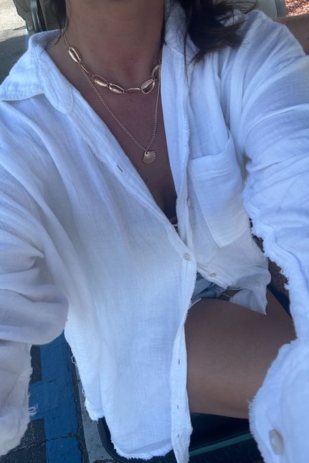 White linen top 

Summer outfit 
Spring outfit 
Beach outfit 
Vacation outfit 
Pool coverup 

#LTKSeasonal #LTKstyletip #LTKswim