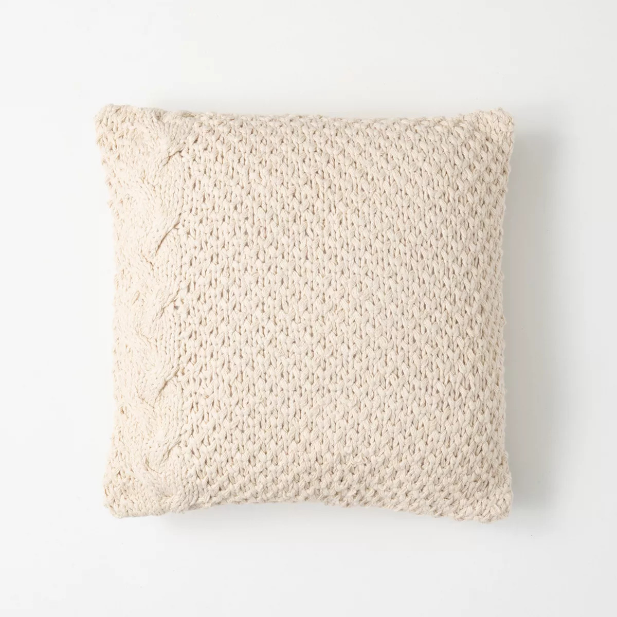 Sullivans Ecru Cable Knit Decorative Pillow Cream 17.5"H | Target