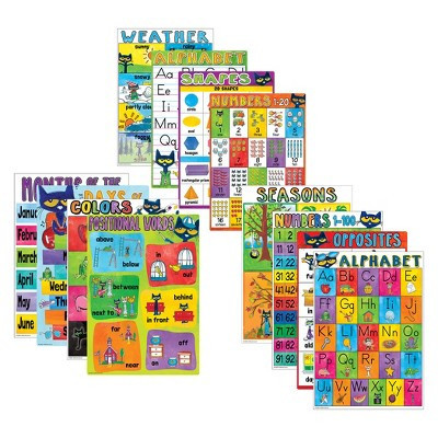 Edupress™ Pete the Cat Early Learning Small Poster Pack, 11" x 15-3/4", Pack of 12 | Target