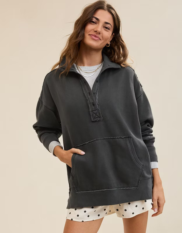 Aerie Vintage Popover Polo Sweatshirt | American Eagle Outfitters (US & CA)